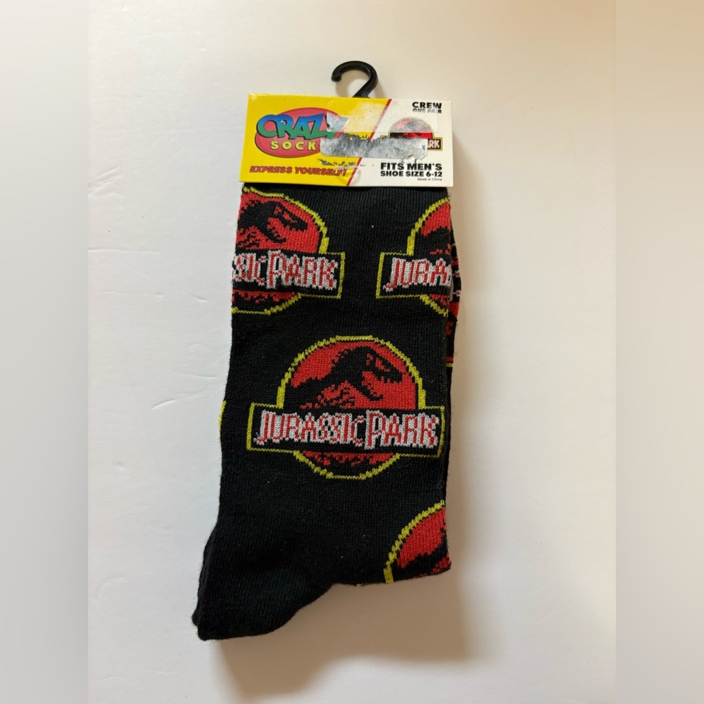 Jurassic Park Black Crew Socks - Picture 1 of 4